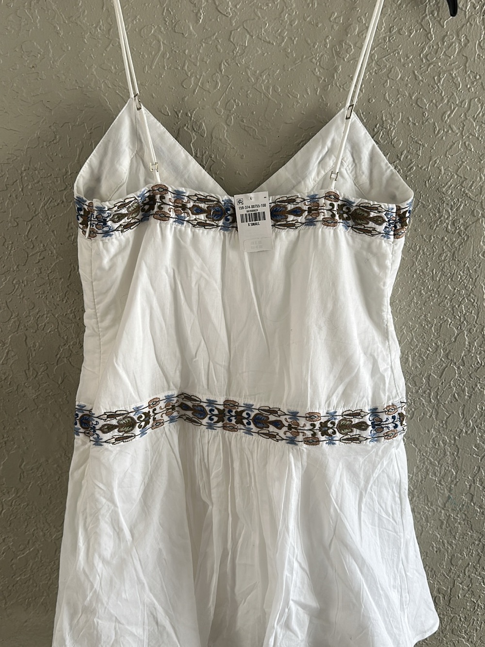 Abercrombie & Fitch White Beaded Trim Spaghetti-Strap Mini Dress - Picture 3 of 3